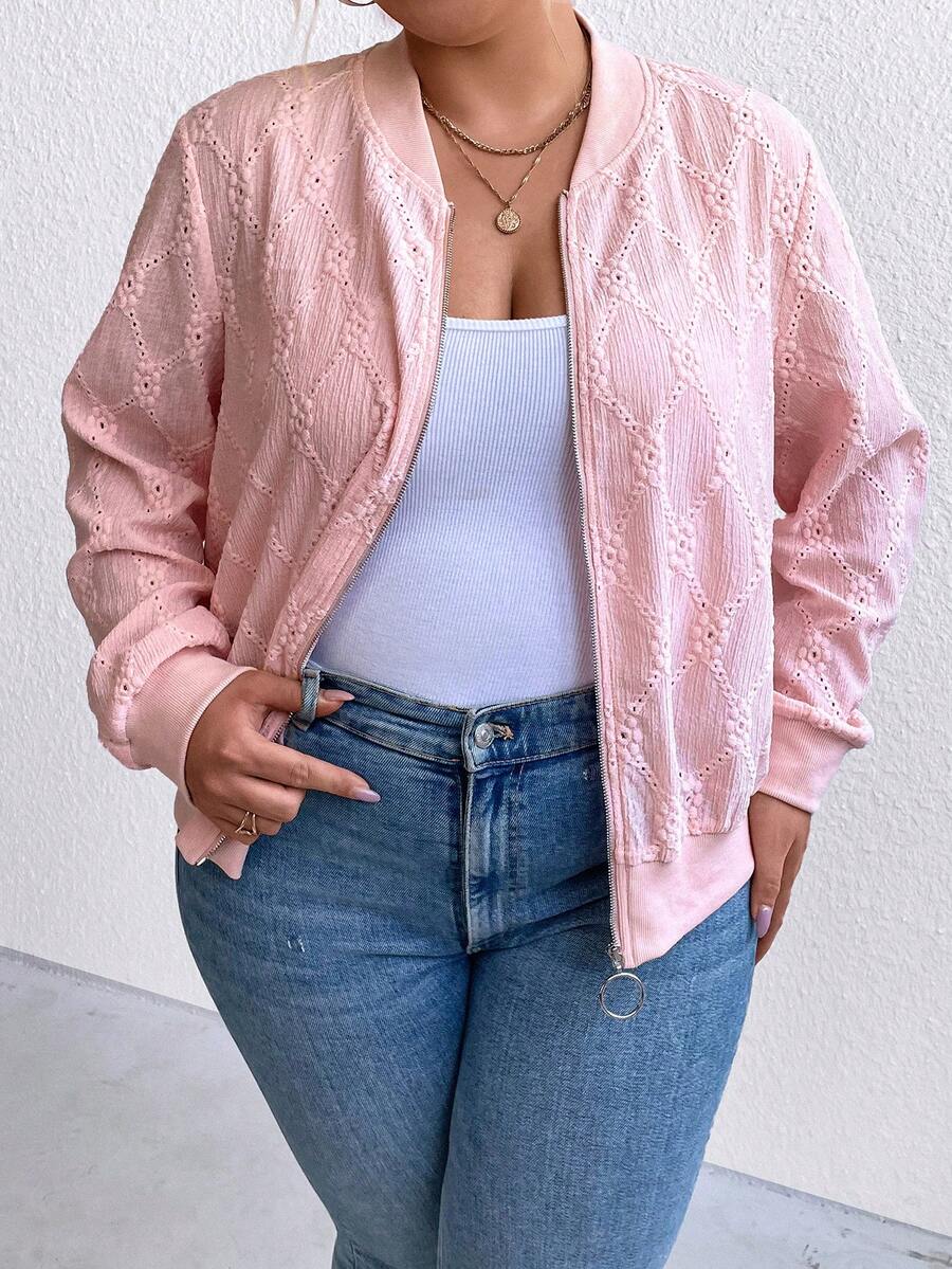 Calvaya Hơn Dây kéo Áo khoác bomber - Hồng - Xem 1