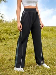 Easithlete 撞色滾邊運動褲 - 黑色 - 查看 5