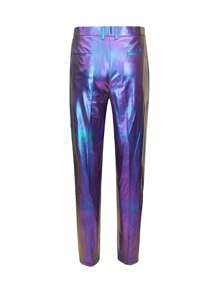Men Metallic Suit Pants - Red Violet - View 2