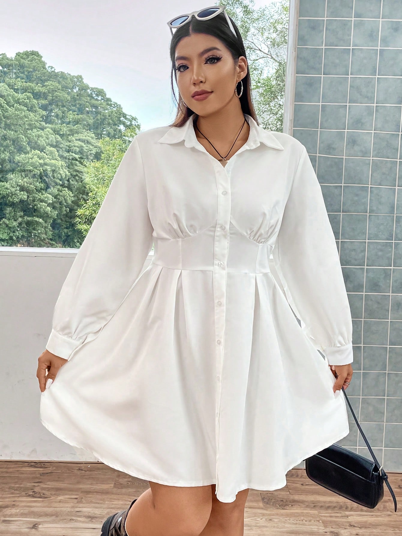 Button front shirt dress