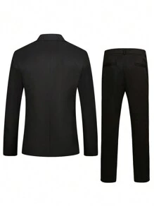 Manfinity Mode Nam Plus Nút đơn Áo vest & Quần tây - màu đen - Xem 2