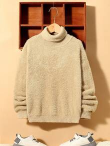 SHEIN Tween Boy Solid Turtleneck Sweater