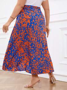 Celure Plus Allover Print Knot Side Wrap Skirt - Multicolor - View 2