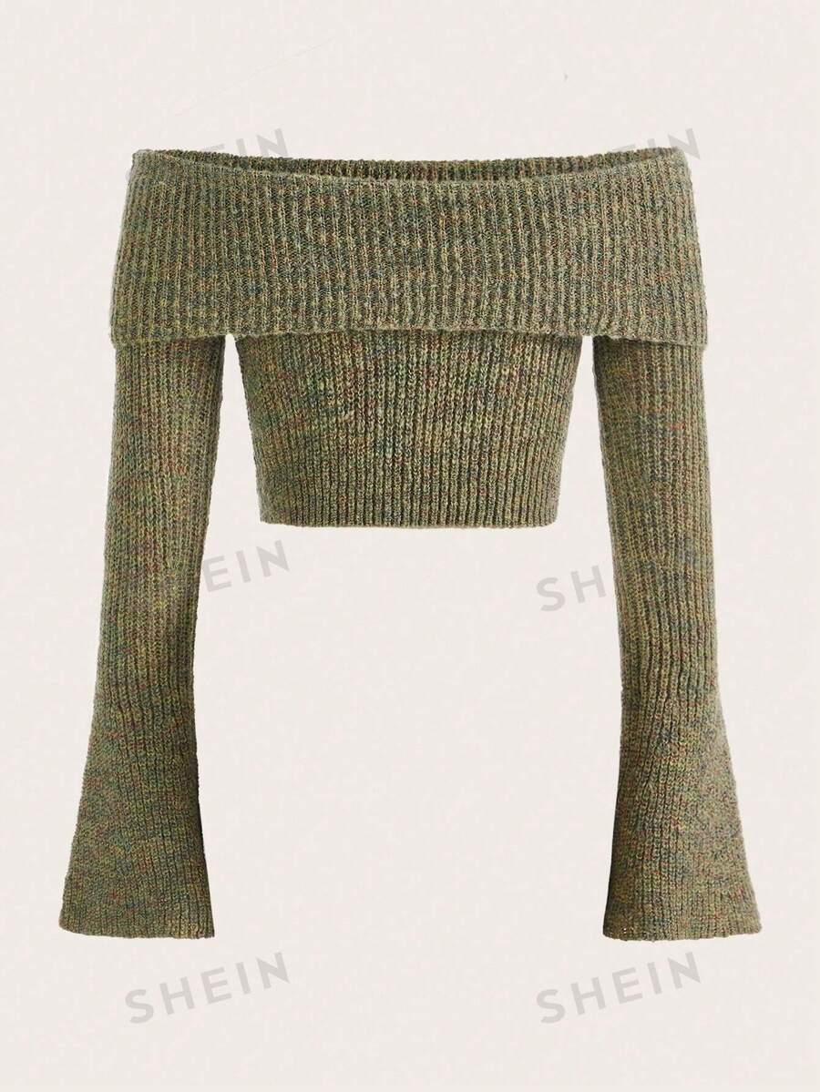 SHEIN ICON Y2K Grunge Hippie Off Shoulder Foldover Flounce Sleeve