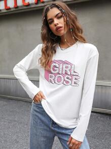 SHEIN Unity 字母圖案落肩T恤 - 白色 - 查看 8