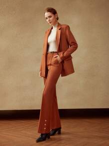 MOTF PREMIUM VISCOSE WOOL-BLEND BLAZER - Brown - View 8