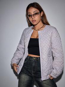 SHEIN Unity 拉链绗缝加厚外套 冬季服装