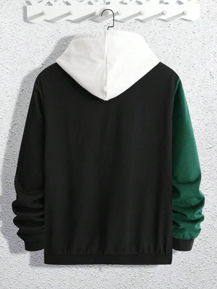 Aesthetic Post--Men Letter Graphic Colorblock Zip Up Jacket