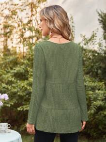 EMERY ROSE Áo sơ mi nữ Viên lá sen màu trơn Giải trí - xanh quân đội - Xem 2