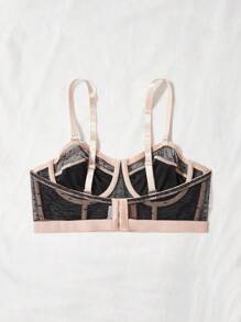 Contrast Binding Mesh Underwire Bra - Black - View 2