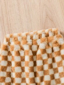 SHEIN 男嬰棋盤格口袋貼布T恤和褲子 - 棕色 - 查看 5