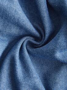 SHEIN MOD Off Shoulder Ống tay áo Tops Denim - Rửa trung bình - Xem 4