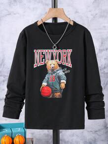 SHEIN Áo thun Con Trai - màu đen - Xem 1