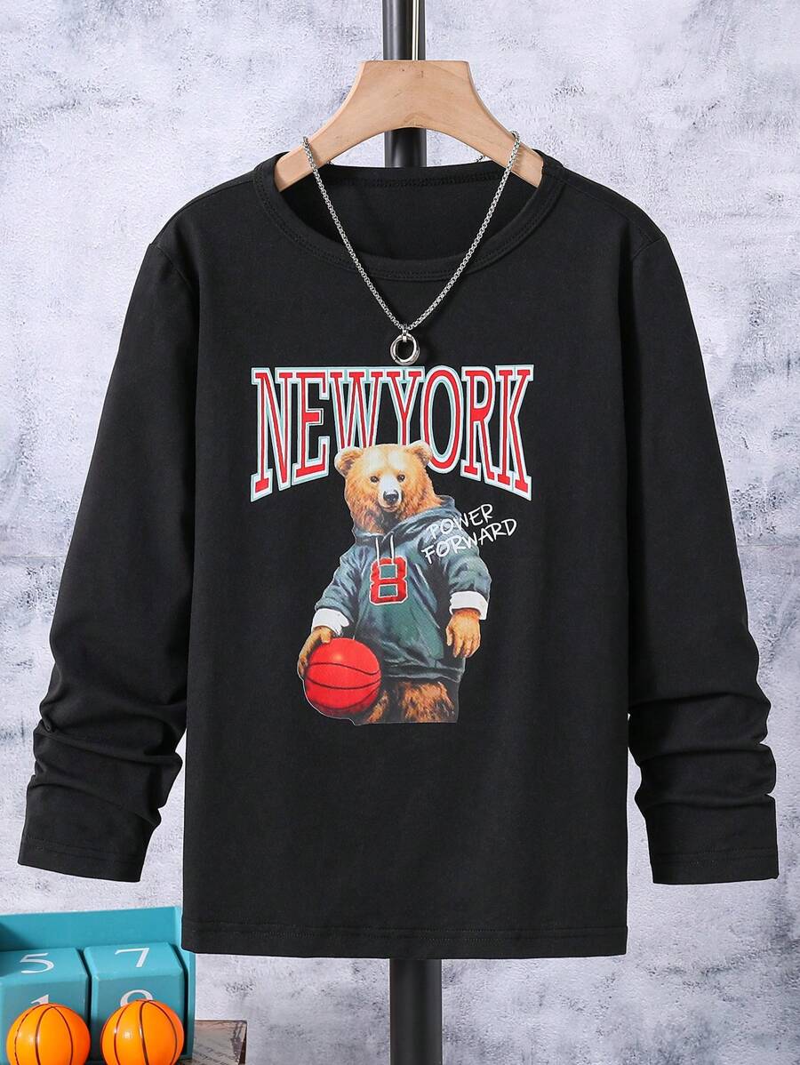 SHEIN Áo thun Con Trai - màu đen - Xem 1