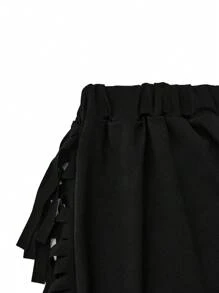 Calvaya Hơn Chất rắn Sọc Bên Quần short - màu đen - Xem 5