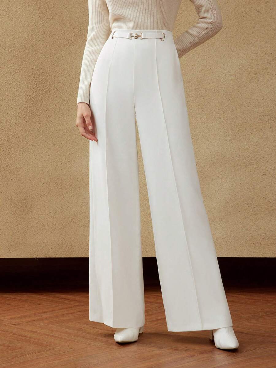 MOTF PREMIUM WIDE BELT DETAIL SUIT PANTS