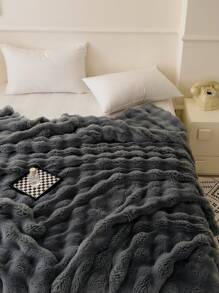 1 件深灰色温暖纯色舒适兔毛毛绒毯豪华蓬松长毛绒毯床上用品盖毯柔软舒适沙发毯适用于家庭、沙发、客厅 - 深灰色 - 查看 4