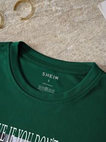 INAWLY 口号和图案 T 恤如果你不喜欢就离开，我是自由的，你也是自由的 - 墨綠色 - 查看 3