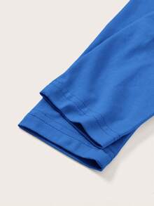 SHEIN ICON Letter Patched Detail Halter Neck Crop Tee - Royal Blue - View 3