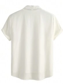 男士素色口袋貼布襯衫 - 白色 - 查看 2