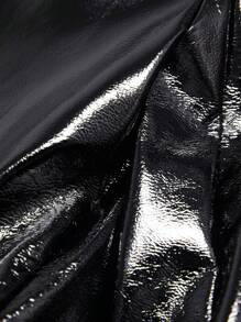 Maija Lapel Neck Patent Jacket - Black - View 10