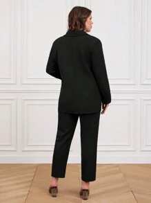 RueChic Plus Double Breasted Blazer & Pants - Black - View 2