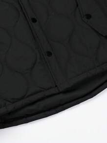 Manfinity Hypemode 1件男士寬鬆鈕扣背心棉絨夾克 - 黑色 - 查看 6