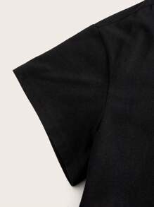 Stevenrhodes 图案短款 T 恤，学校 - 黑色 - 查看 3