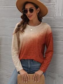 SHEIN LUNE Ombre Drop Shoulder Tee - Multicolor - View 1