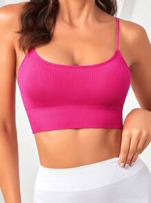 Crisscross Back Sports Bra - Hot Pink - View 3