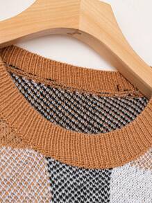 SHEIN LUNE Große Größen Karomuster Oversized Pullover Strickpullover Herbst Winter Pullover - Verschiedenfarbig - Übersicht 3