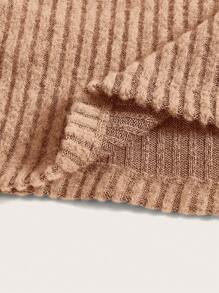 SHEIN EZwear Áo thun hở vai mùa xuân - Màu be - Xem 3