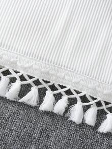 SHEIN Chica preadolescente Camiseta ribete con fleco tejido de canalé