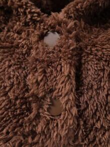 SHEIN Tween Girl Letter Embroidery Teddy Hoodie