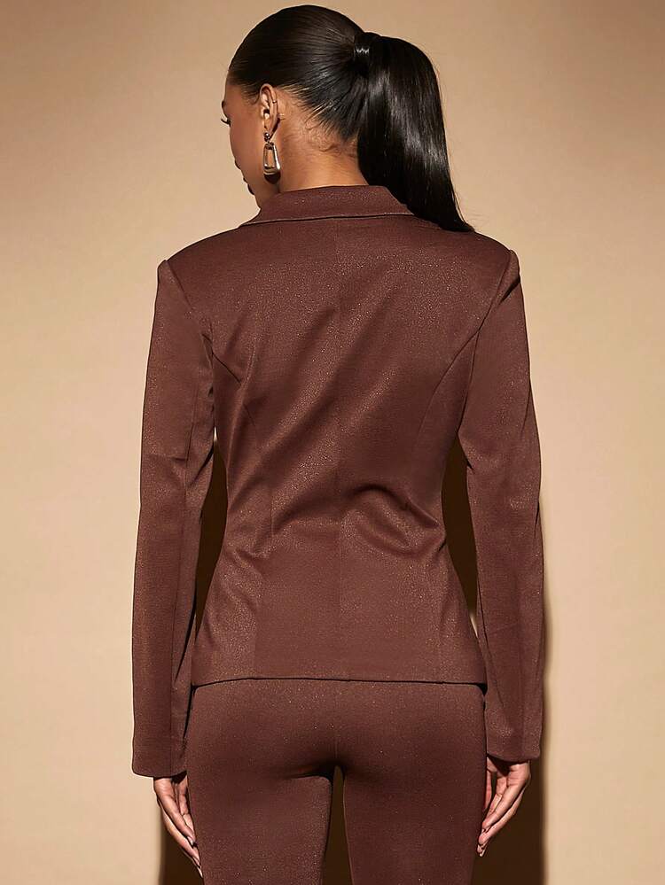 Lapel Neck Hook And Eye Front Blazer