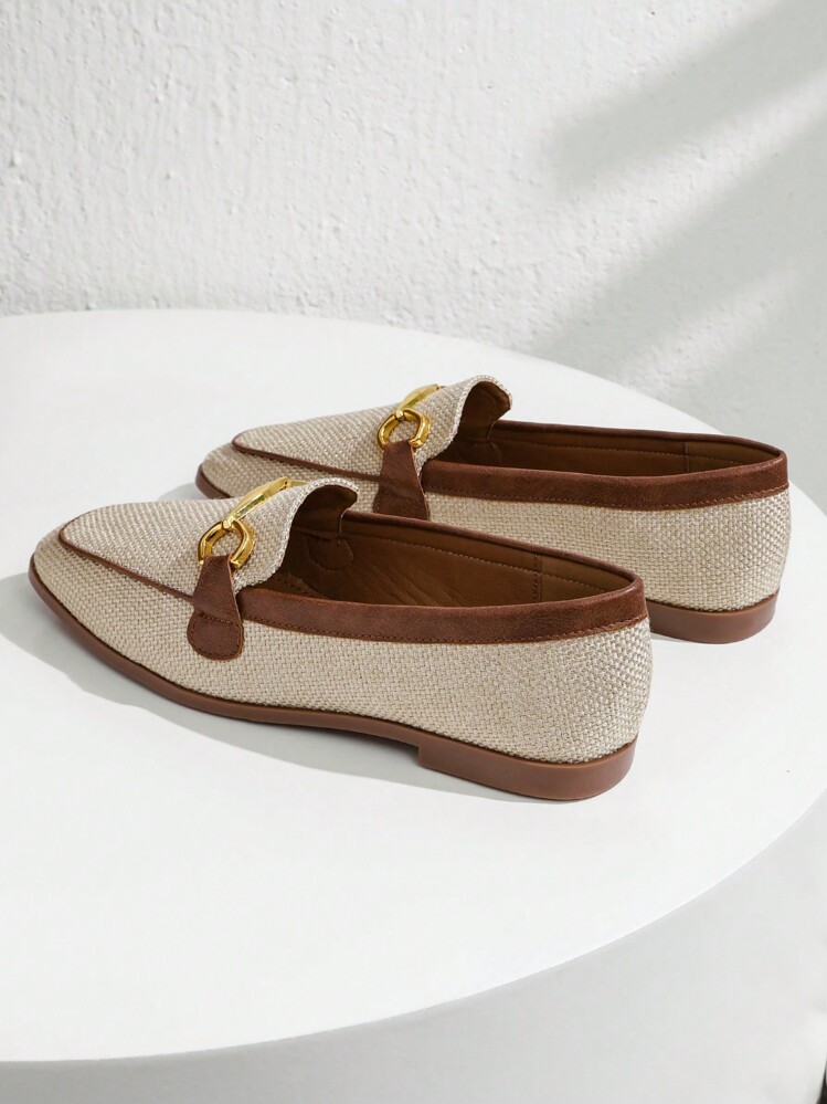 秋冬女士春秋季时尚休闲舒适平底鞋、乐福鞋 - 酒紅色 - 查看 6