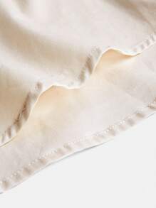 SHEIN BASICS 大碼素色前紐扣襯衫 - 米色 - 查看 7