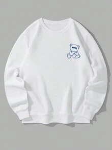 男士加小熊和字母圖案衛衣 - 白色 - 查看 2