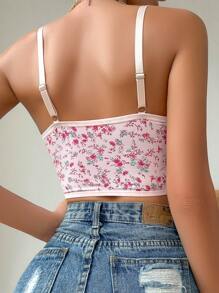 Ditsy Floral Print Bra - Pink - View 2