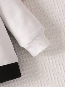 Baby Girl Butterfly Print Two Tone Sweatshirt - Black and White - View 5