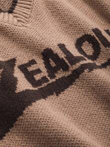 DAZY Áo len tay Raglan họa tiết chữ không kèm áo - Màu Khaki - Xem 6