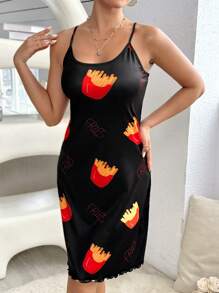 木耳邊字母女士睡裙 - 彩色 - 查看 5