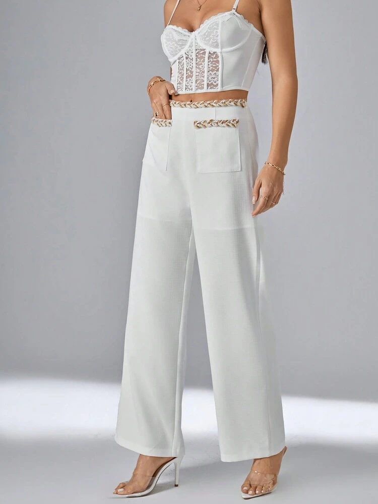 Contrast Trim Dual Pocket Pants