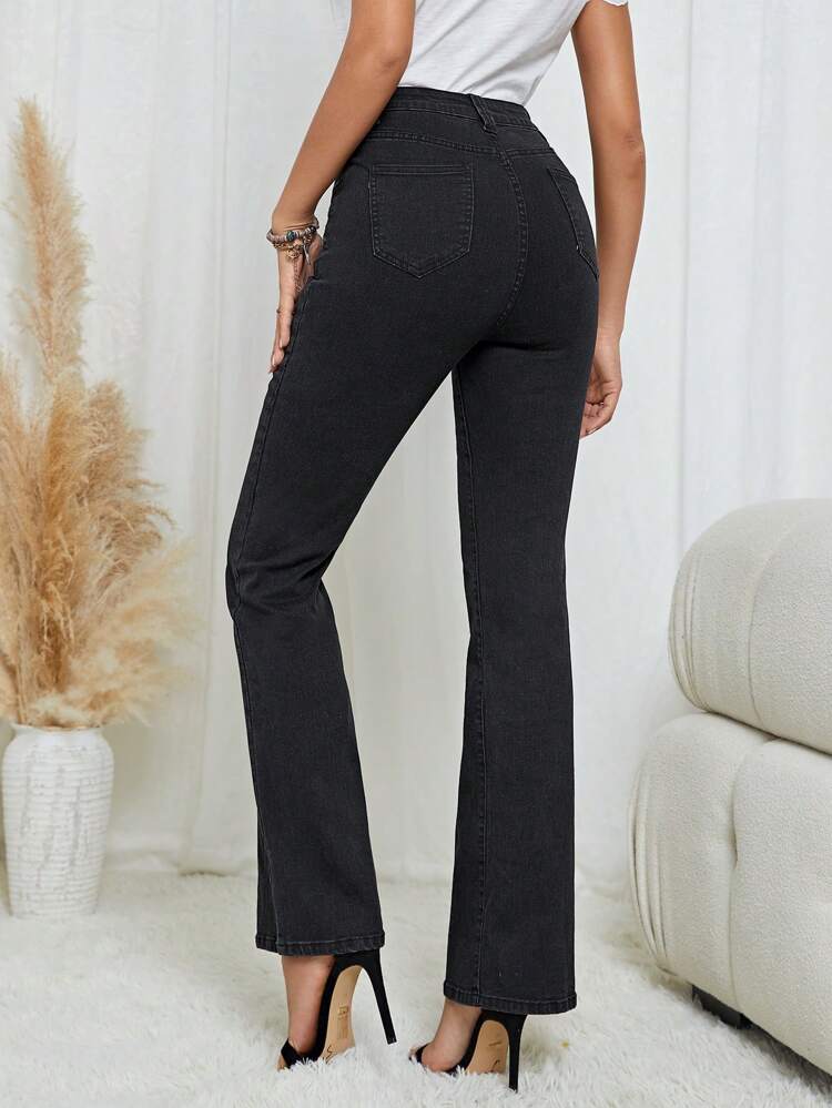 Floral Embroidery Flare Leg Jeans