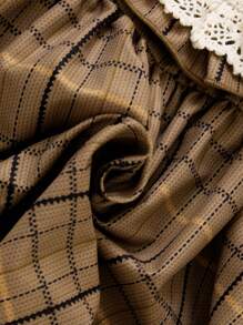 Baby Girl Plaid Print Ruffle Trim Flounce Sleeve Dress - Brown - View 8