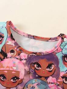 女嬰卡通圖案T恤和緊身褲