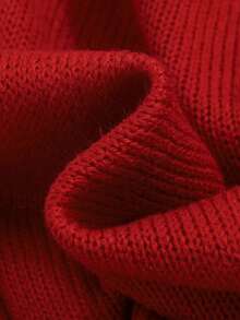 SHEIN Cô gái Em bé Pom Pom Xoắn Dan Áo len - Đỏ - Xem 3