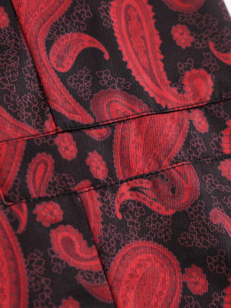 Men Plus 1pc Paisley Print Waistcoat