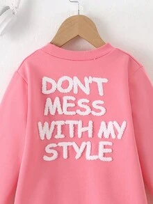 SHEIN Young Girl Slogan Graphic Sweatshirt - Pink - View 5
