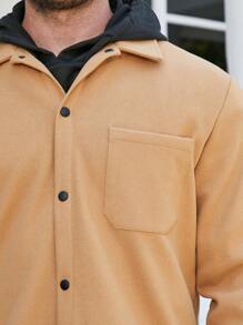 Manfinity Homme Hombres talla grande Cazadora con parche de bolsillo con botón - Camel - Ver 6